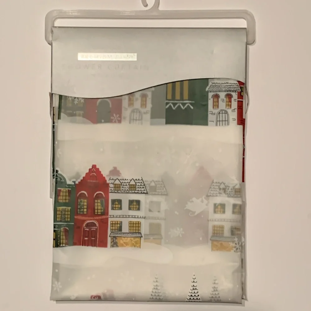 Envogue Christmas Village Shower Curtain